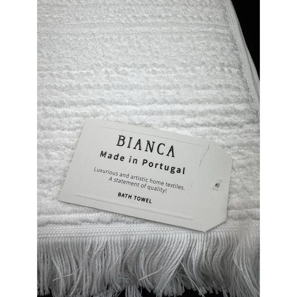 Bianca 100% Cotton Luxury Bath Towel Portugal Textured Fringe Bright White‎ New
